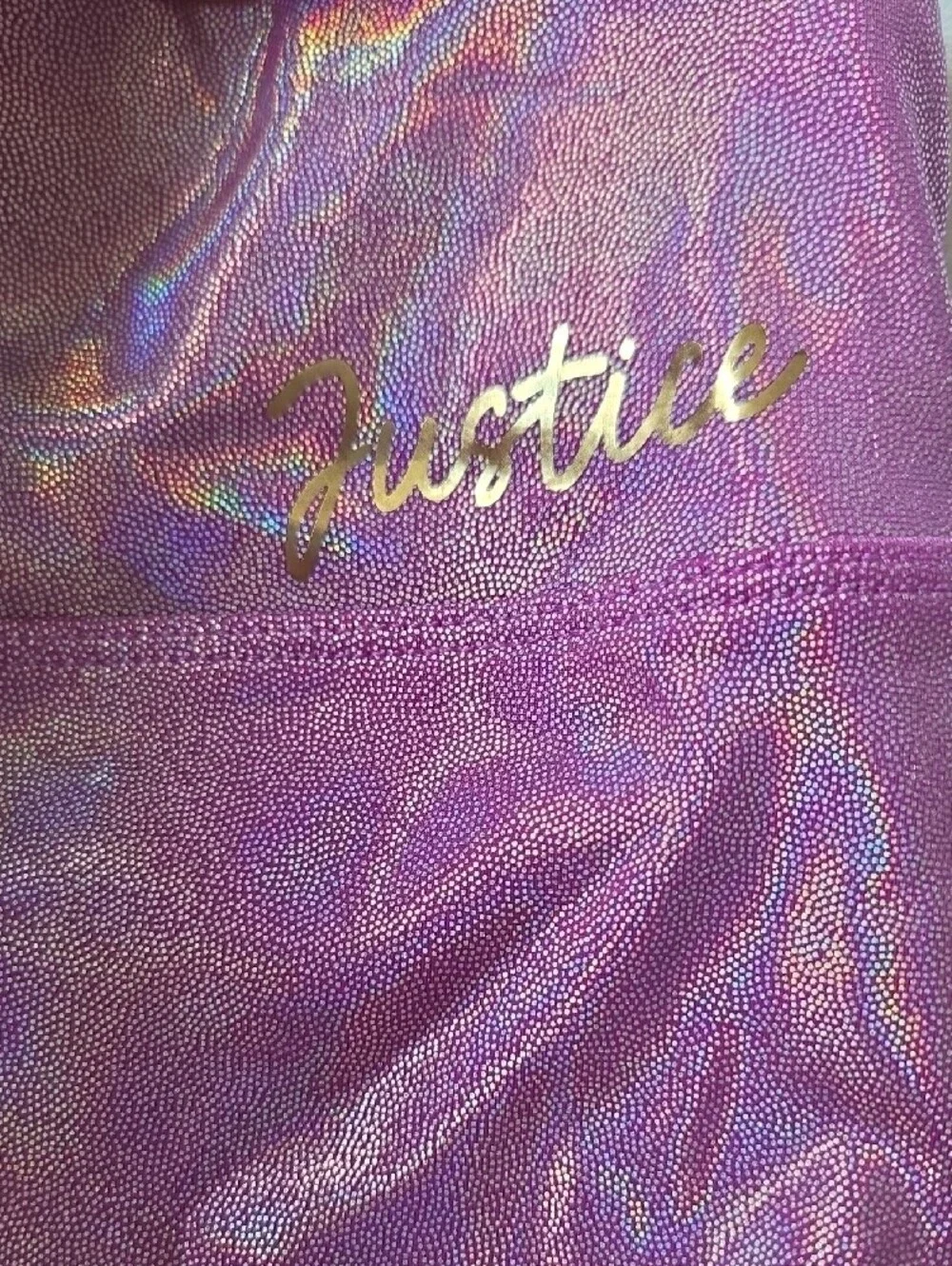 Justice Metallic Pink Bike Shorts with Side Drawstrings